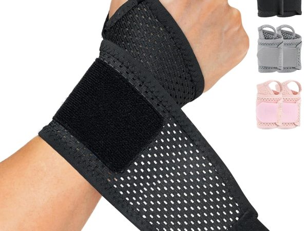 Pack Ultra-Thin Mesh Wrist Wraps - Breathable, Adjustable Wrist Support for Workouts & Daily Use - Unisex Wrist Brace for Pain Relief, Tendonitis, Carpal Tunnel - One Size Fits All (Black)