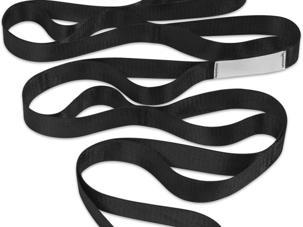 Non-Elastic Stretching Strap with Loops for Physical Therapy & Rehab, Knee Hip Leg ROM Post-Surgery, Yoga Strap for Stretching, Leg Lifter Strap Mobility Aid, Hamstring Calf Back