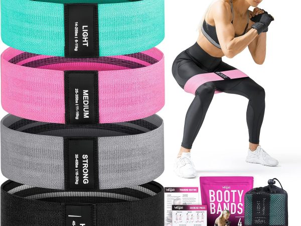 Resistance Bands for Working Out with Workout Bands Guide. 4 Booty Bands for Women Men Fabric Elastic Bands for Exercise Bands Resistance Bands for Legs Bands for Working Out Hip Thigh Glute Bands Set